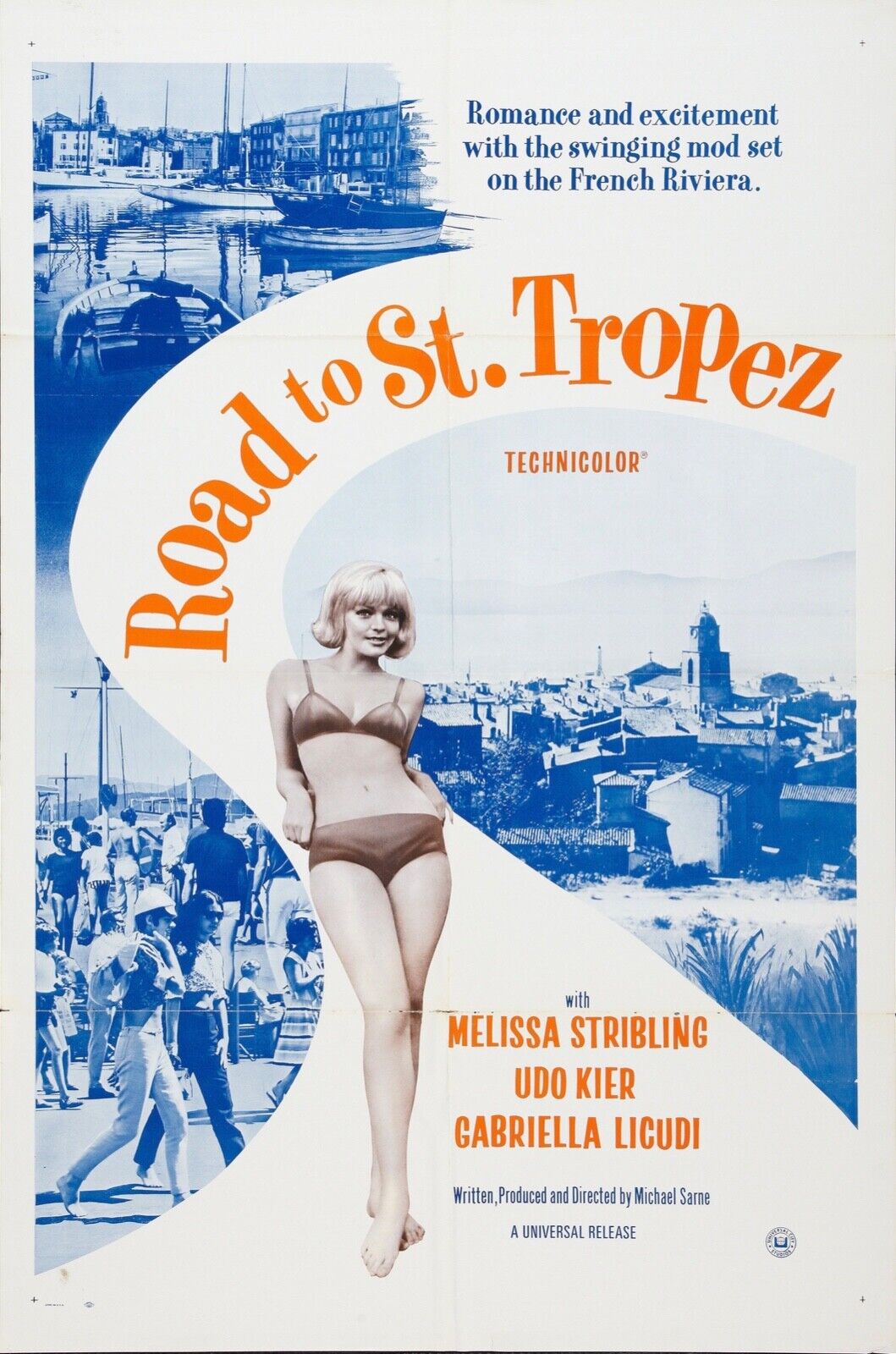 CAMINO A ST TROPEZ, MELISSA STRIBLING, 1966, REPRODUCCIÓN DE CARTEL VINTAGE CINEMA HQ