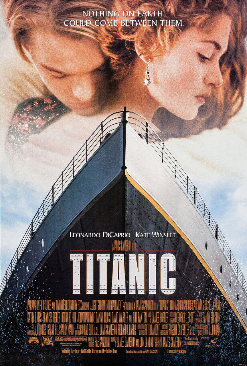 TITANIC, LEONARDO DI CAPRIO, KATE WINSLET, 1998, Póster de cine Repro HQ