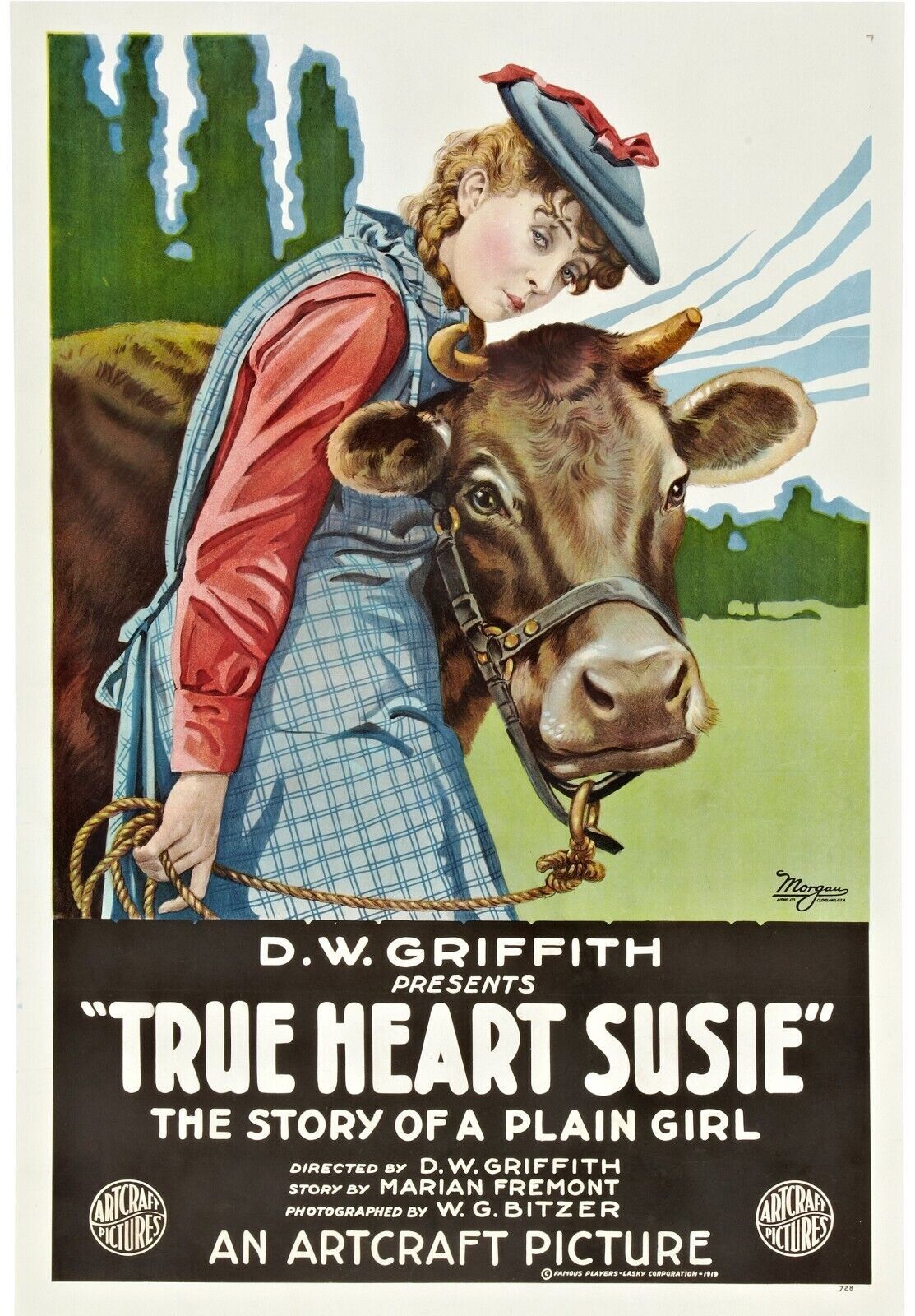LE PAUVRE AMOUR, D.W. GRIFFITH, 1919,(TRUE HEART SUSIE) REPRO AFFICHE VINTAGE