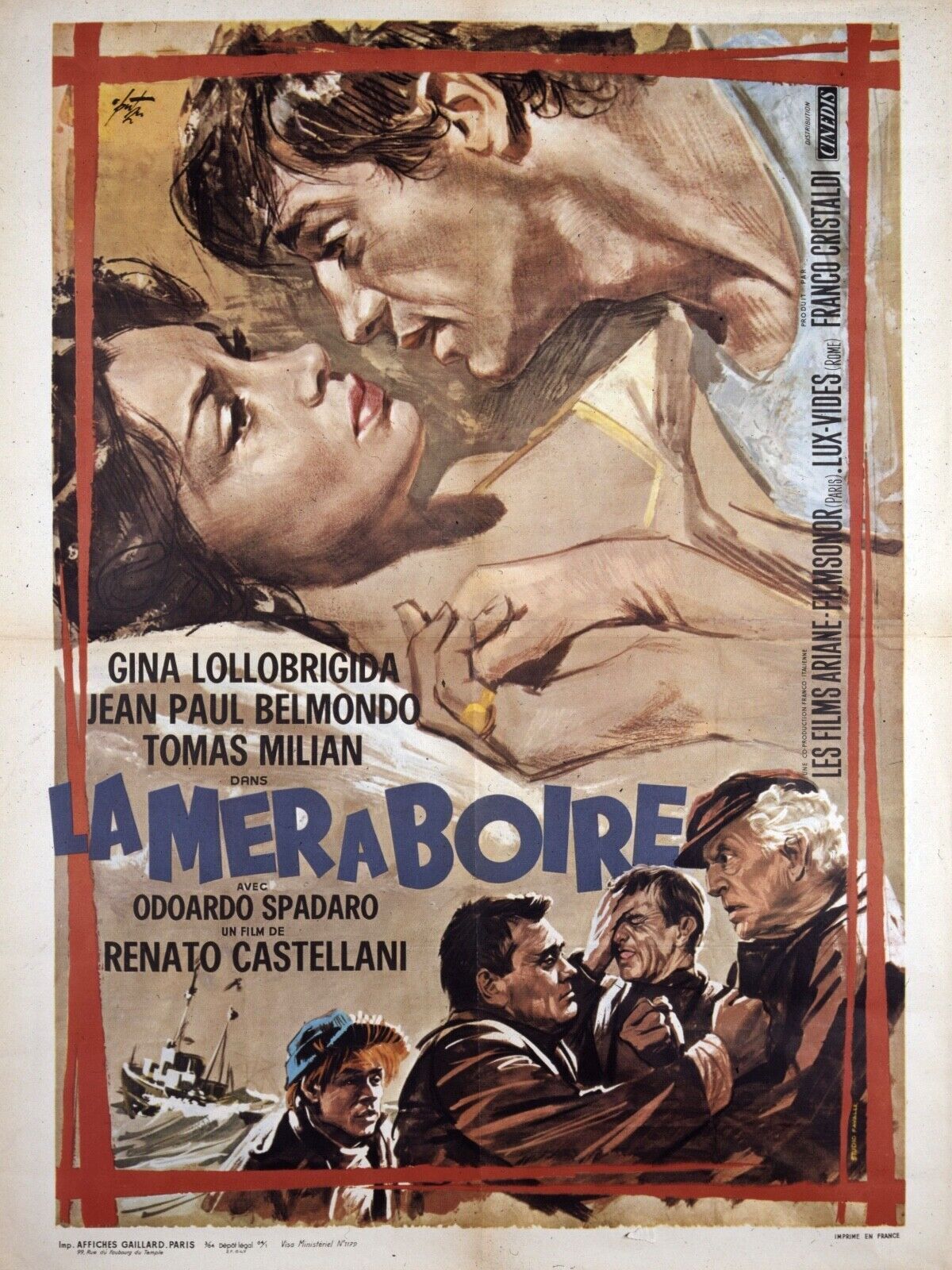 LA MER À BOIRE, GINA LOLLOBRIGIDA, repro affiche cinéma, VINTAGE, HQ