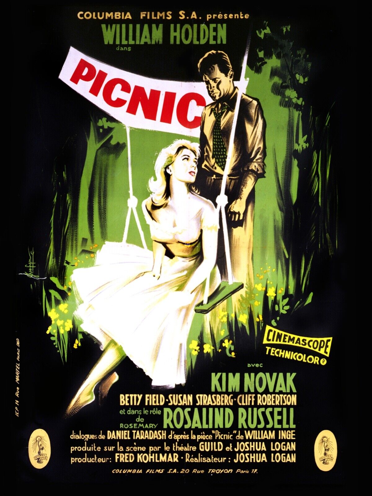 PICNIC, KIM NOVAK, WILLIAM HOLDEN, 1965, Repro Affiche Cinéma VINTAGE, HQ