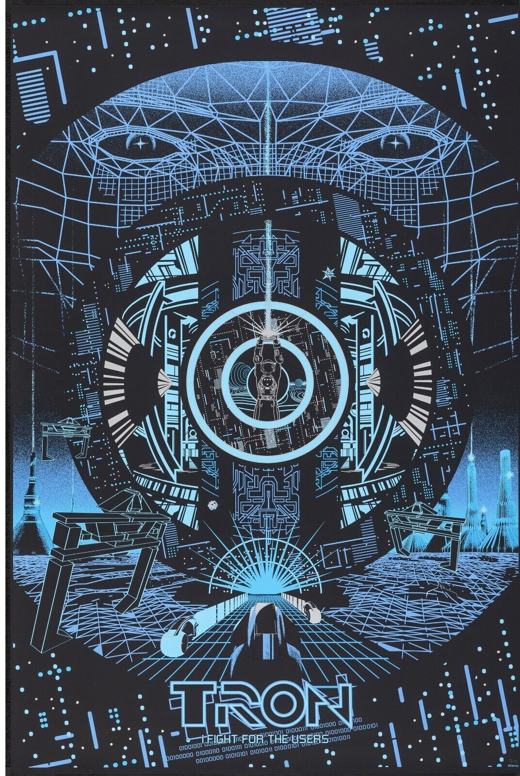 TRON (FLIGHT FOR THE USERS) WALT-DISNEY, 1982, REPRO CINEMA POSTER, HQ