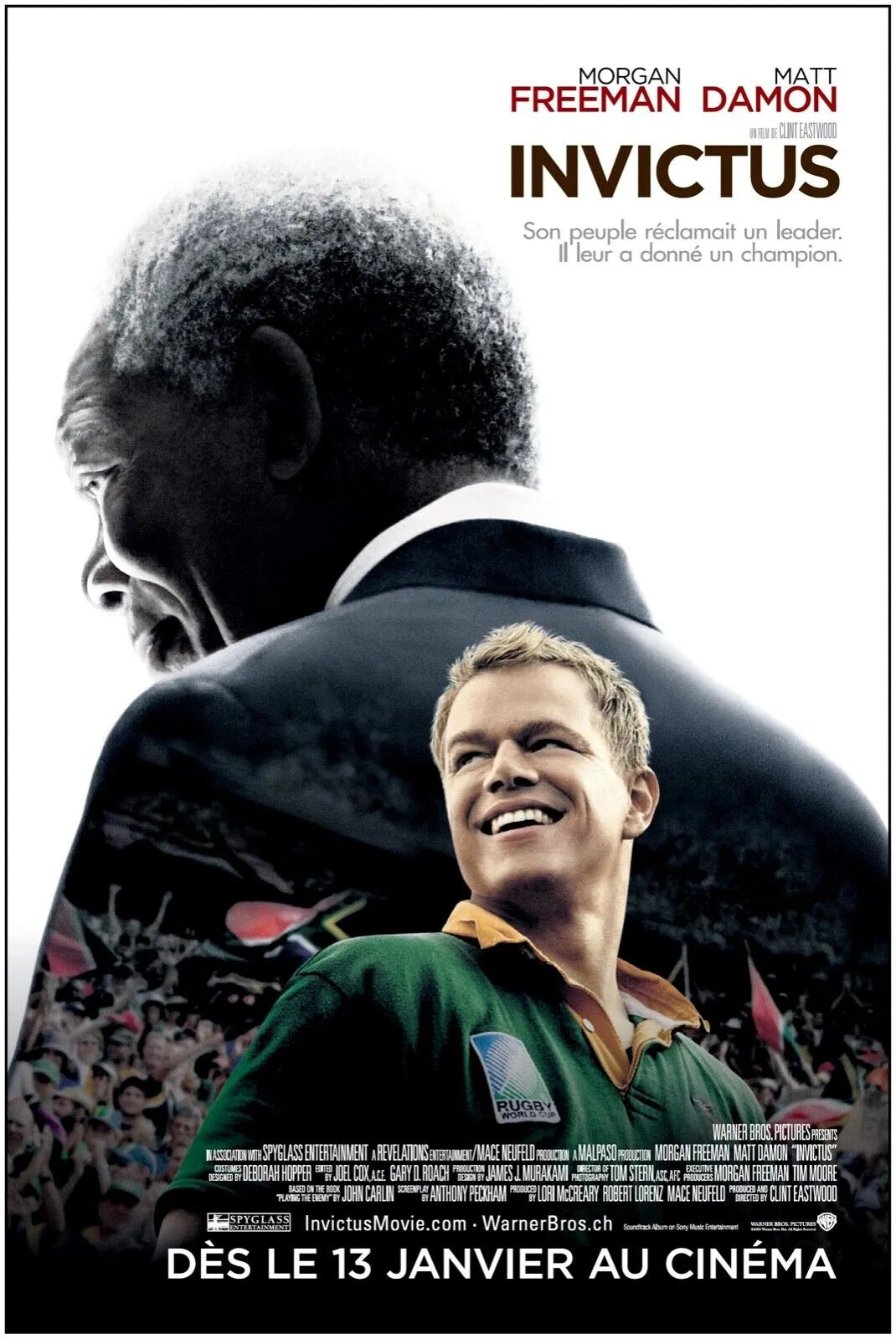INVICTUS, MORGAN FREEMAN, 2009, REPRO MOVIE POSTER, VINTAGE, HQ.