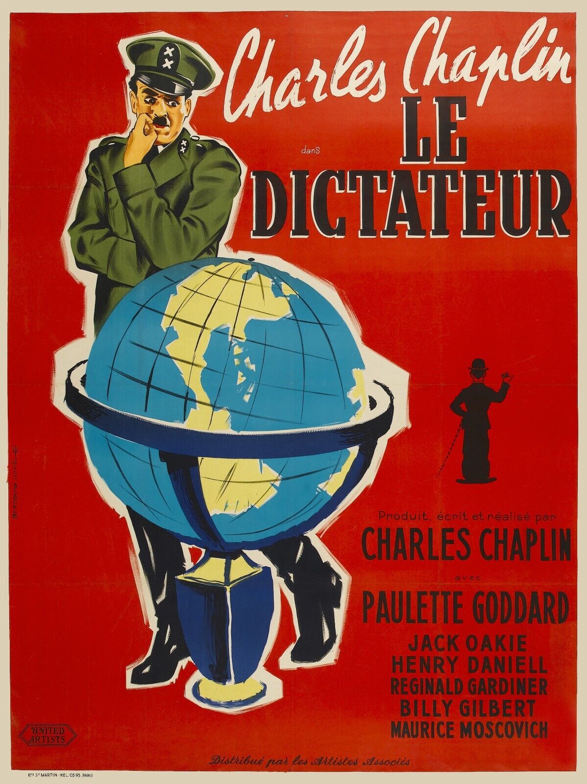 LE DICTATEUR, CHARLIE CHAPLIN, 1940, repro affiche cinéma, VINTAGE, HQ