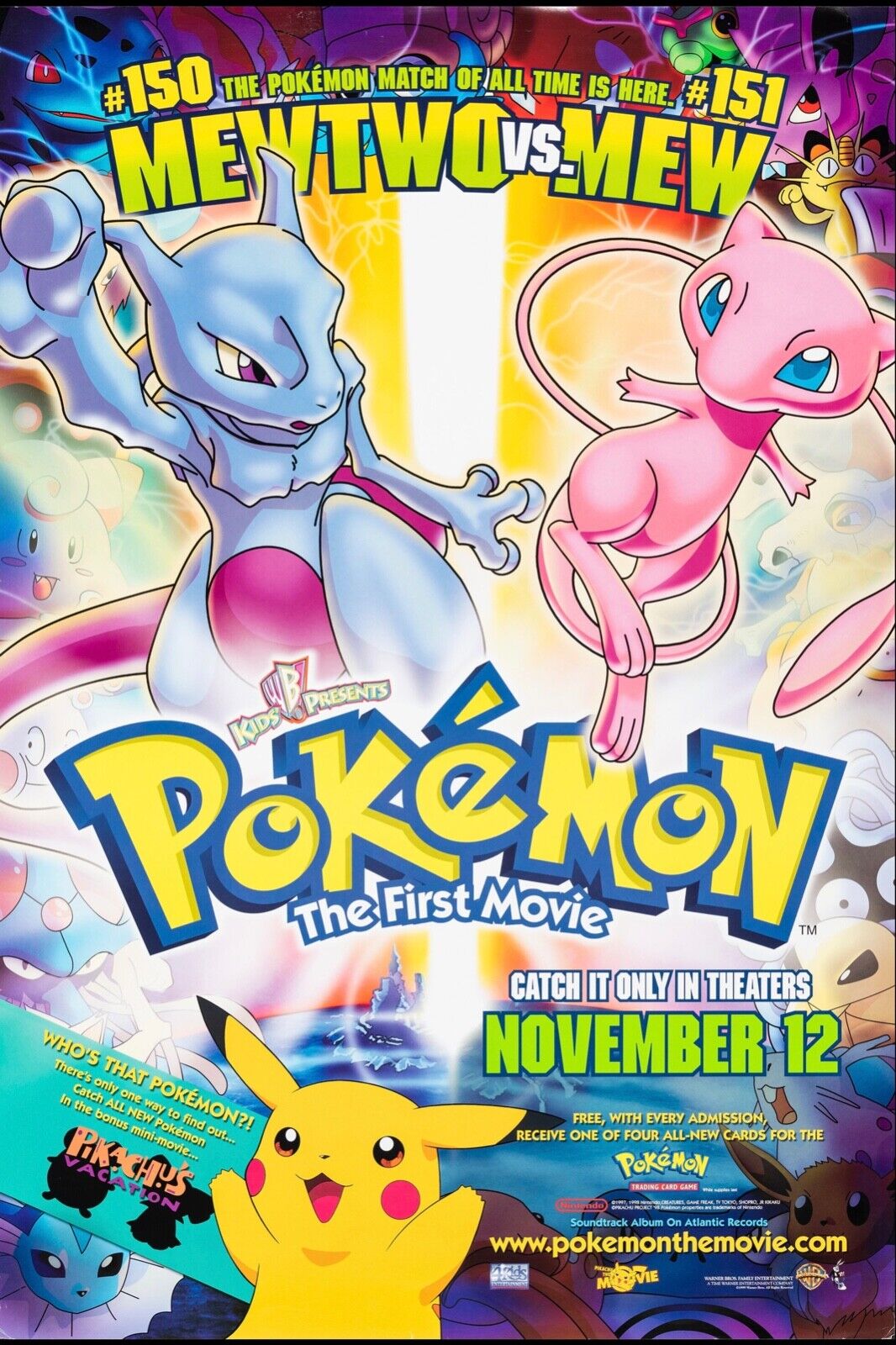 POKÉMON, PIKACHU, THE FIRST MOVIE, KUNIHIKO YUYAMA, 1999, REPRO AFFICHE CINEMA VINTAGE, HQ