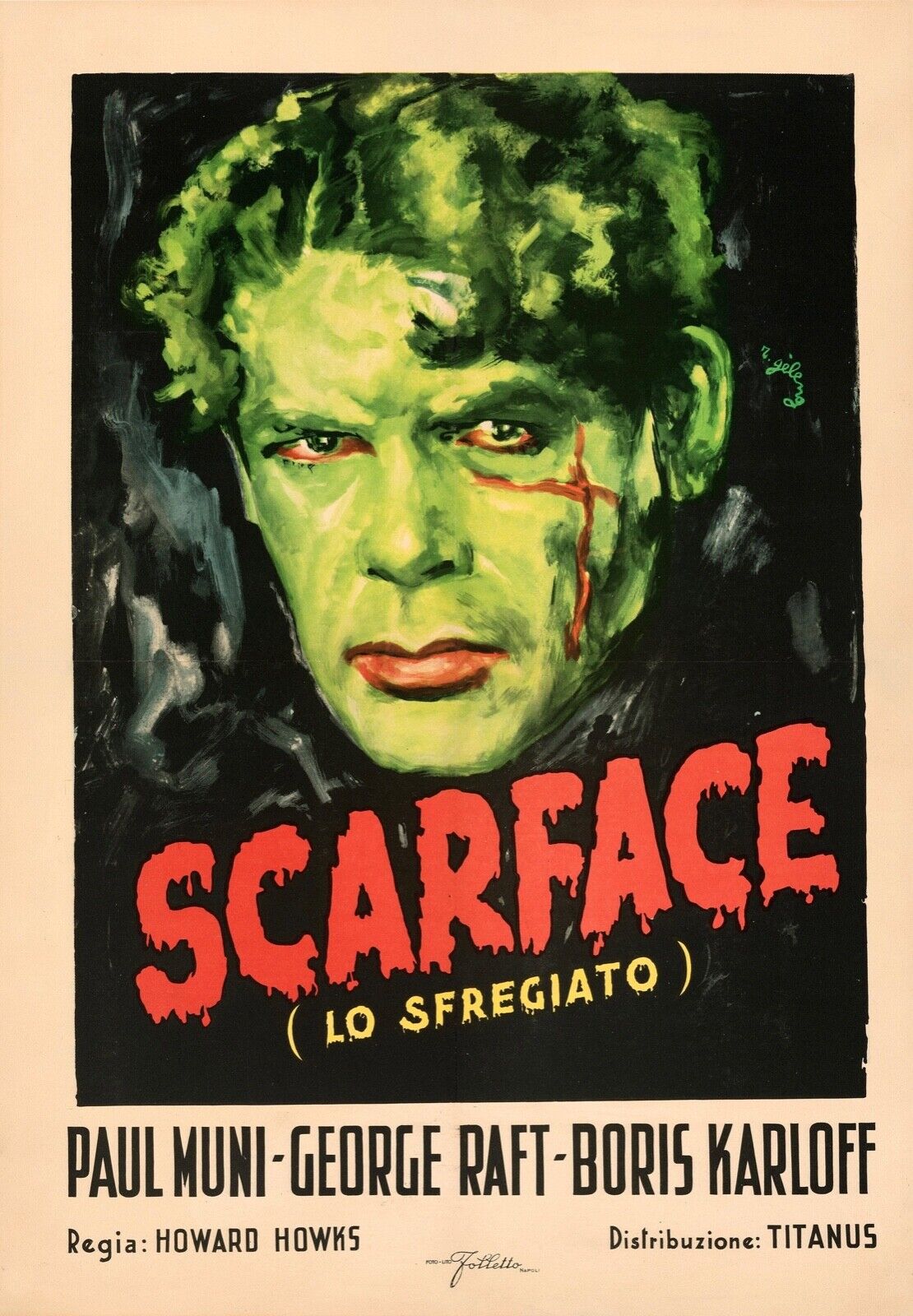 SCARFACE, PAUL MUNI, 1932, REPRO AFFICHE CINÉMA VINTAGE, HQ
