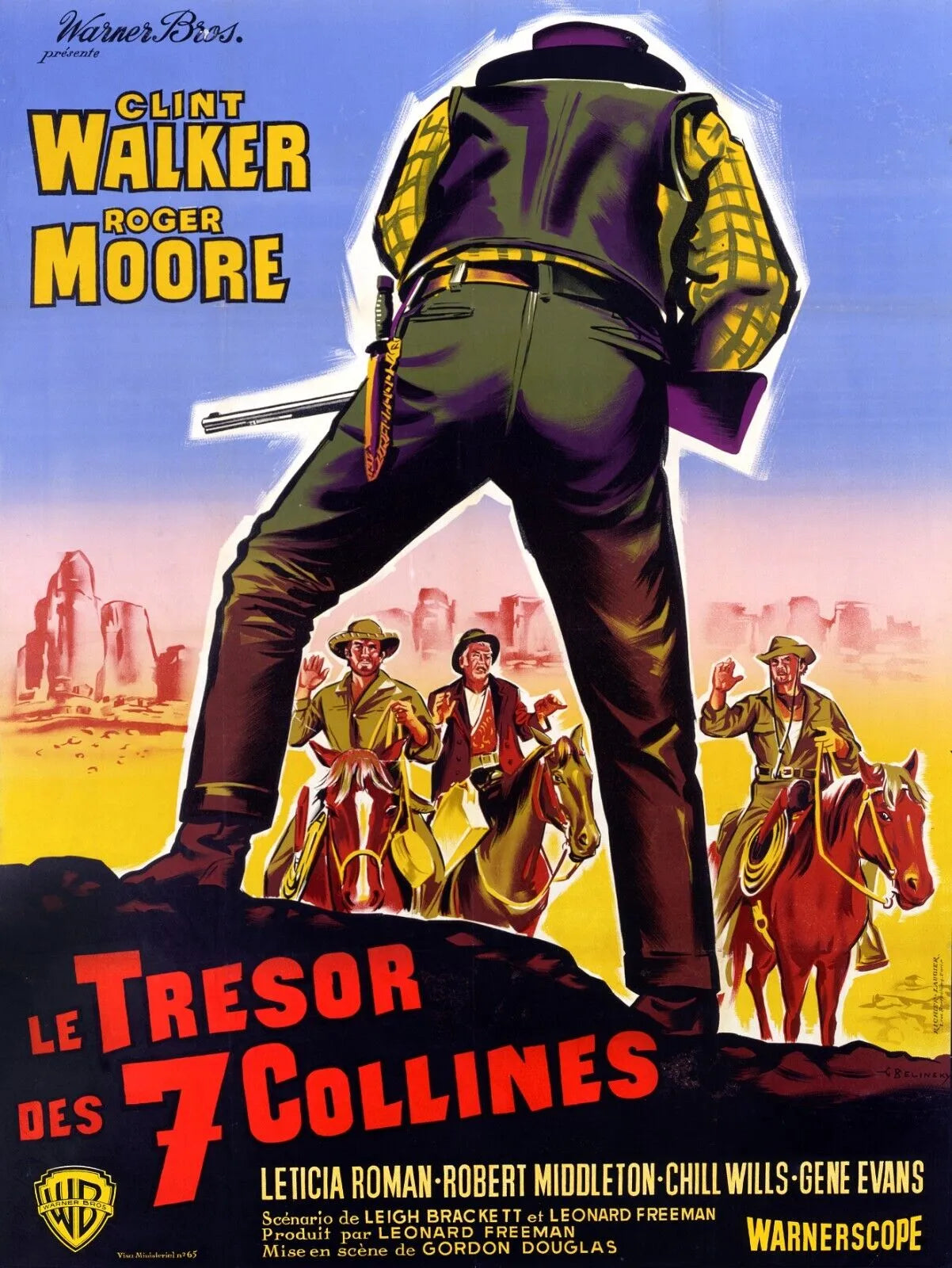 LE TRÉSOR DES 7 COLLINES, CLINT WALKER, 1961, Repro Affiche Cinéma VINTAGE, HQ