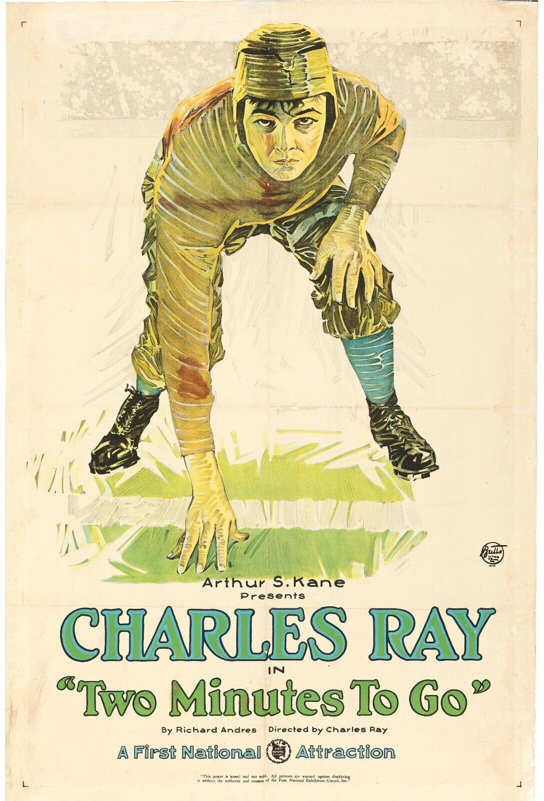 DOS MINUTOS PARA EL FINAL, CHARLES RAY, 1921, reproducción de póster de cine VINTAGE HQ
