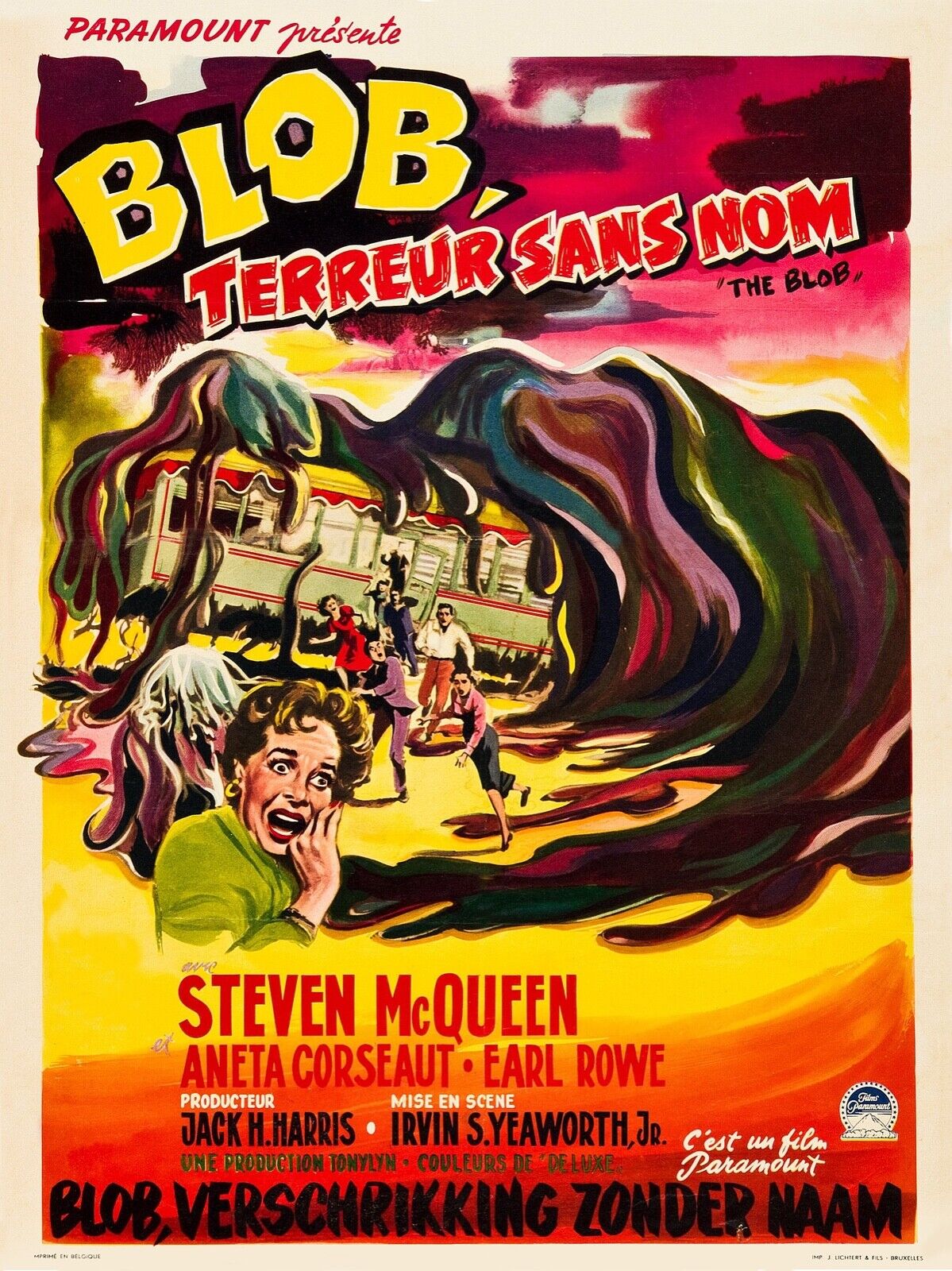 BLOB, TERREUR SANS NOM, STEVE McQUEEN, 1958, REPRO AFFICHE CINÉMA VINTAGE, HQ