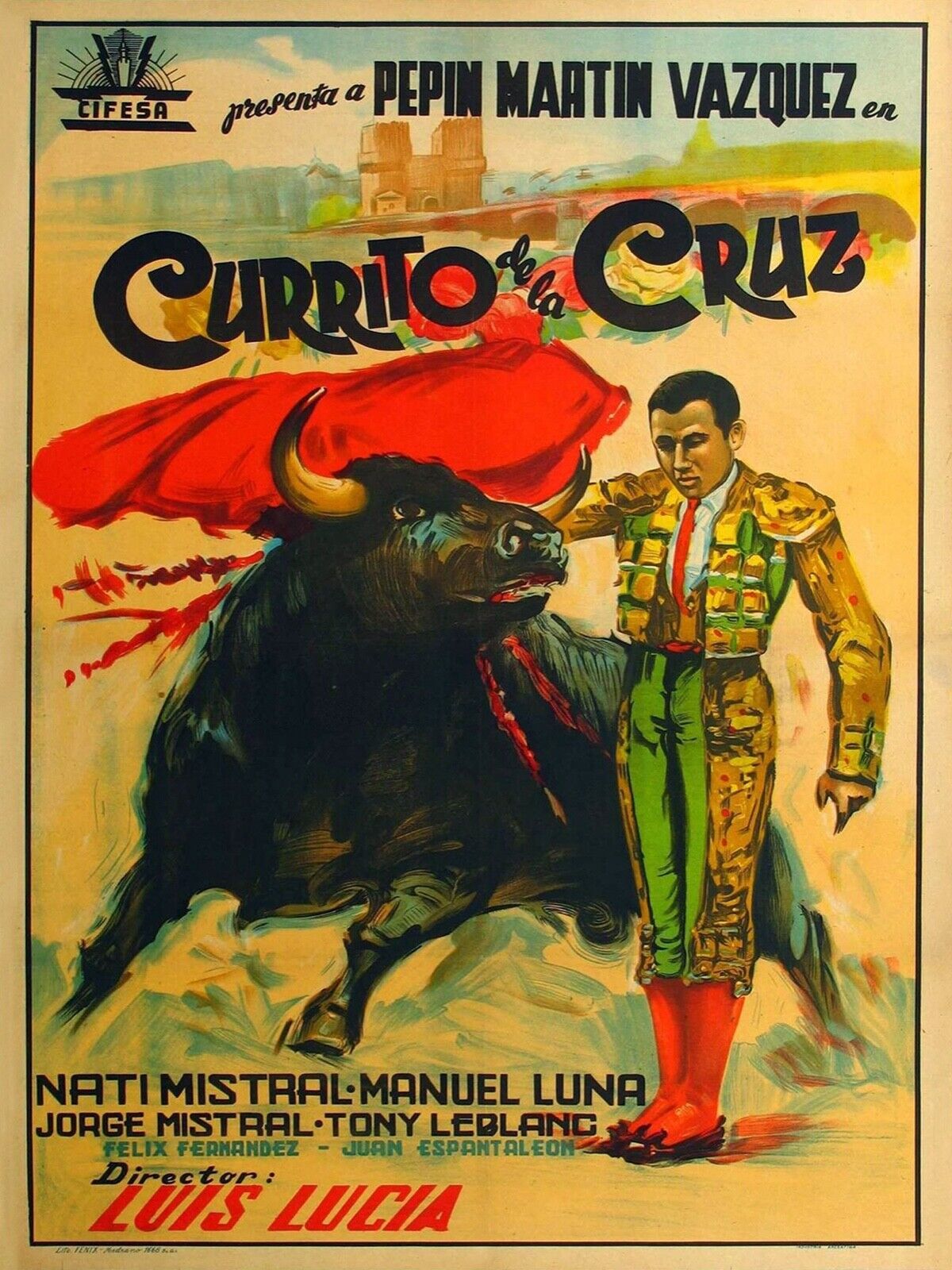 CURRITO DE LA CRUZ, PEPÍN MARTÍN VÁZQUEZ, REPRO AFFICHE CORRIDA VINTAGE, HQ