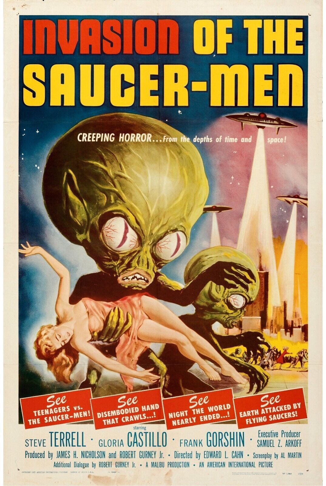 INVASION OF THE SAUCER-MEN, STEVEN TERRELL, 1957, REPRO MOVIE POSTER, VINTAGE, HQ.