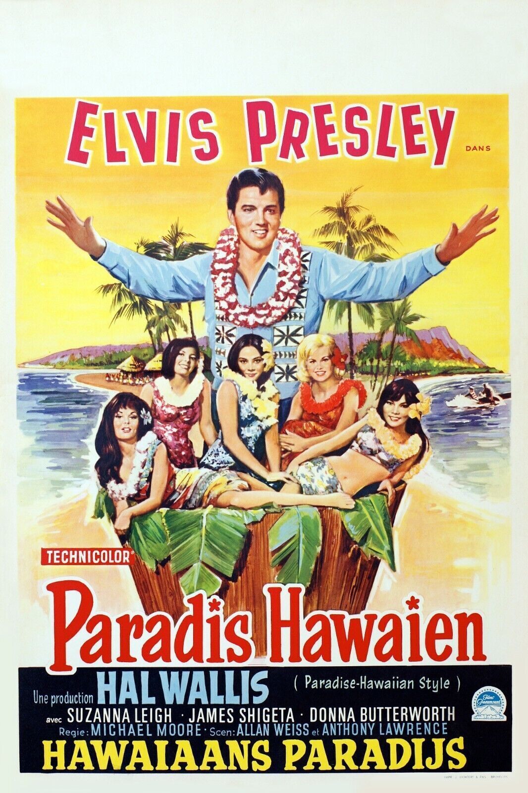 PARADIS HAWAÏEN, ELVIS PRESLEY, 1961, Repro Affiche Cinéma VINTAGE, HQ