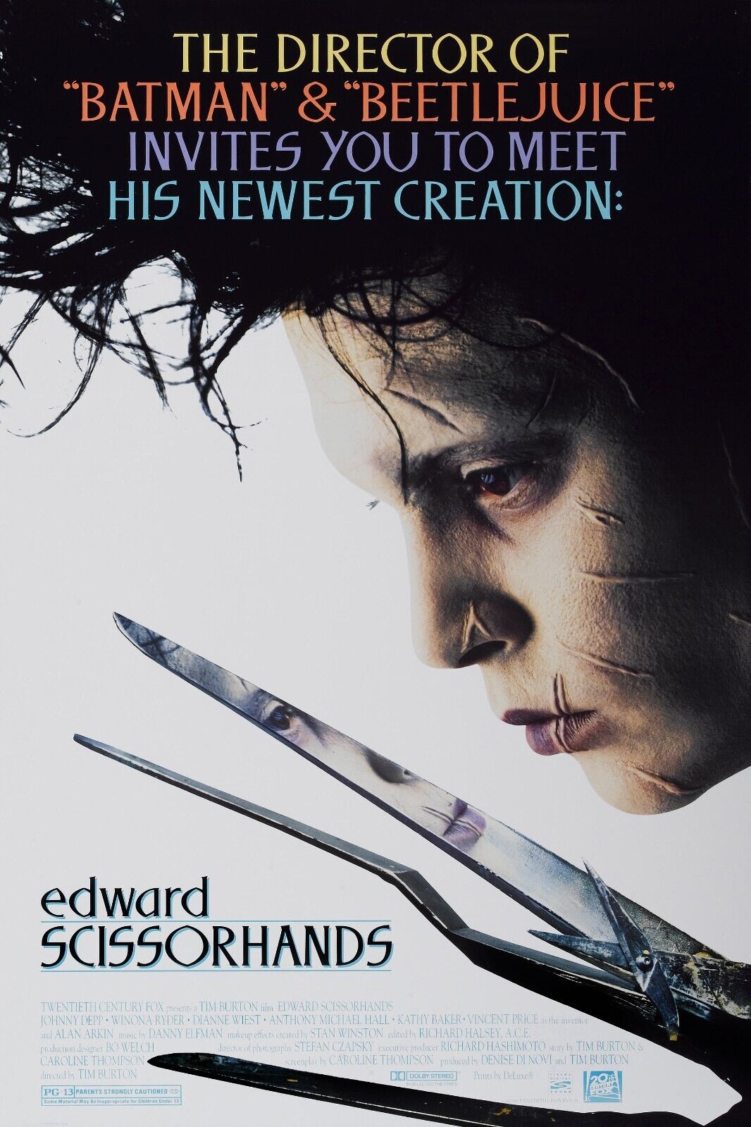 Eduardo Manostijeras, Johnny Depp, 1990, Reproducción de póster de película, Vintage, Alta Calidad