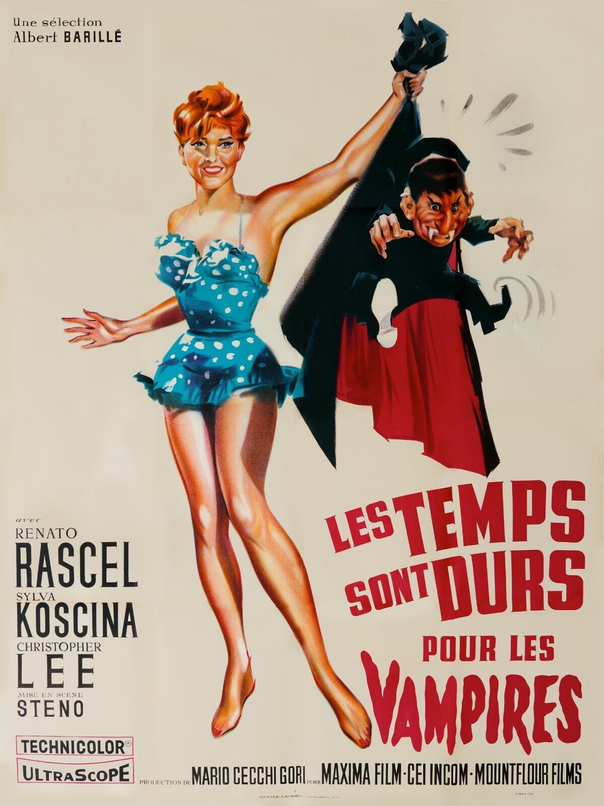 TIMES ARE HARD FOR VAMPIRES, CHRISTOPHER LEE, 1959, REPRO VINTAGE CINEMA POSTER, HQ