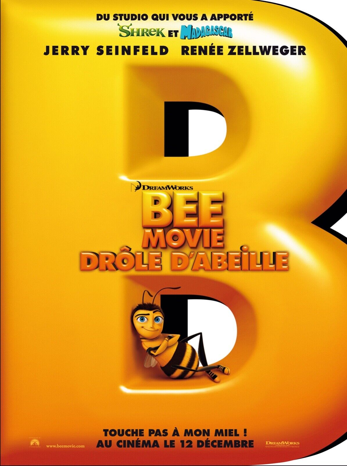 BEE MOVIE : DRÔLE D’ABEILLE, JERRY SEINFELD, 2007, REPRO MOVIE POSTER, VINTAGE, HQ