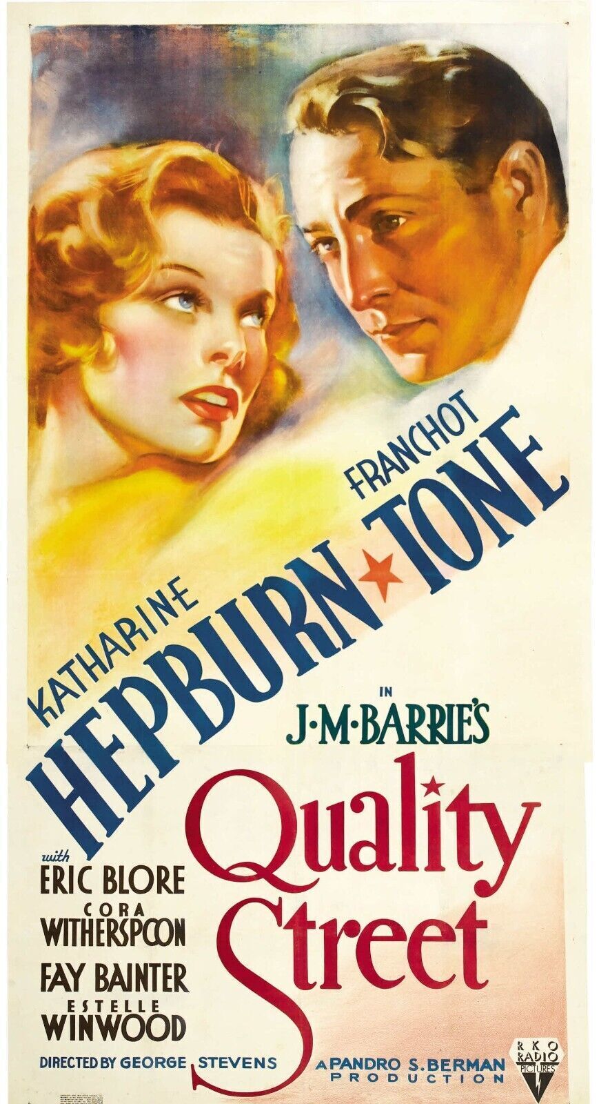 POUR UN BAISER, QUALITY STREET, KATHARINE HEPBURN, 1937, REPRO AFFICHE CINÉMA VINTAGE, HQ