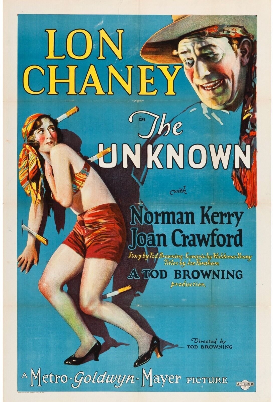 L'INCONNU, JOAN CRAWFORD, 1927 REPRO AFFICHE VINTAGE, HQ