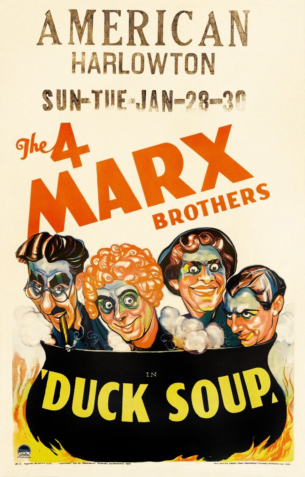 LA SOUPE AUX CANARDS (DUCK SOUP) ET LES MARX BROTHERS, 1933, REPRO AFFICHE CINEMA VINTAGE