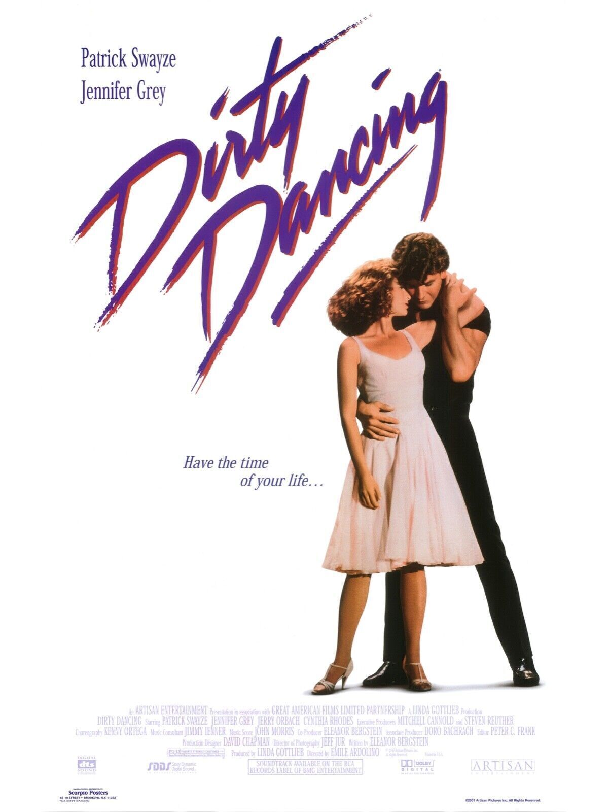 DIRTY DANCING, PATRICK SWAYZE, JENNIFER GREY - Repro Affiche Cinéma HQ
