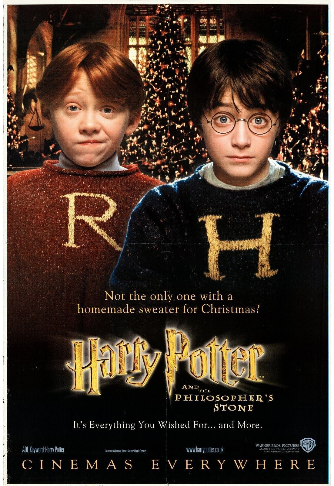 HARRY POTTER AND THE SORCERER'S STONE, DANIEL RADCLIFFE, 2001, REPRO MOVIE POSTER, VINTAGE, HQ