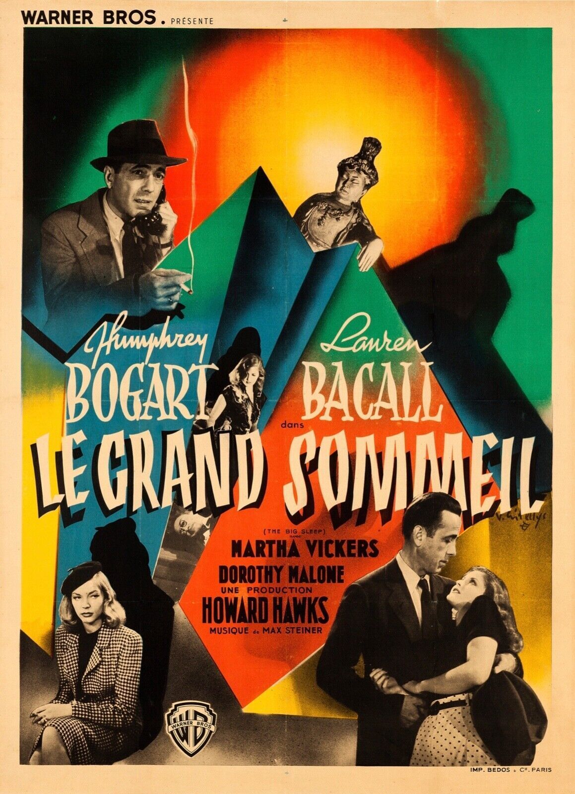 LE GRAND SOMMEIL, HUMPHREY BOGART, 1946, Repro affiche cinéma, VINTAGE, HQ