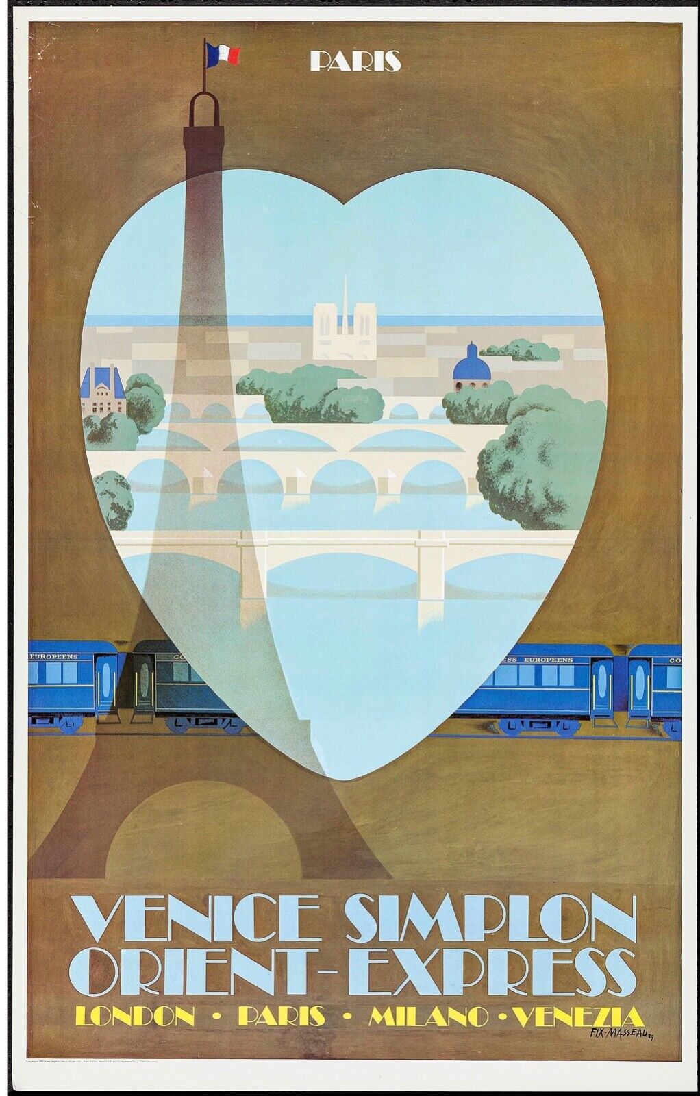 PARIS ORIENT-EXPRESS, VENICE SIMPLON - REPRO AFFICHE VINTAGE, HQ