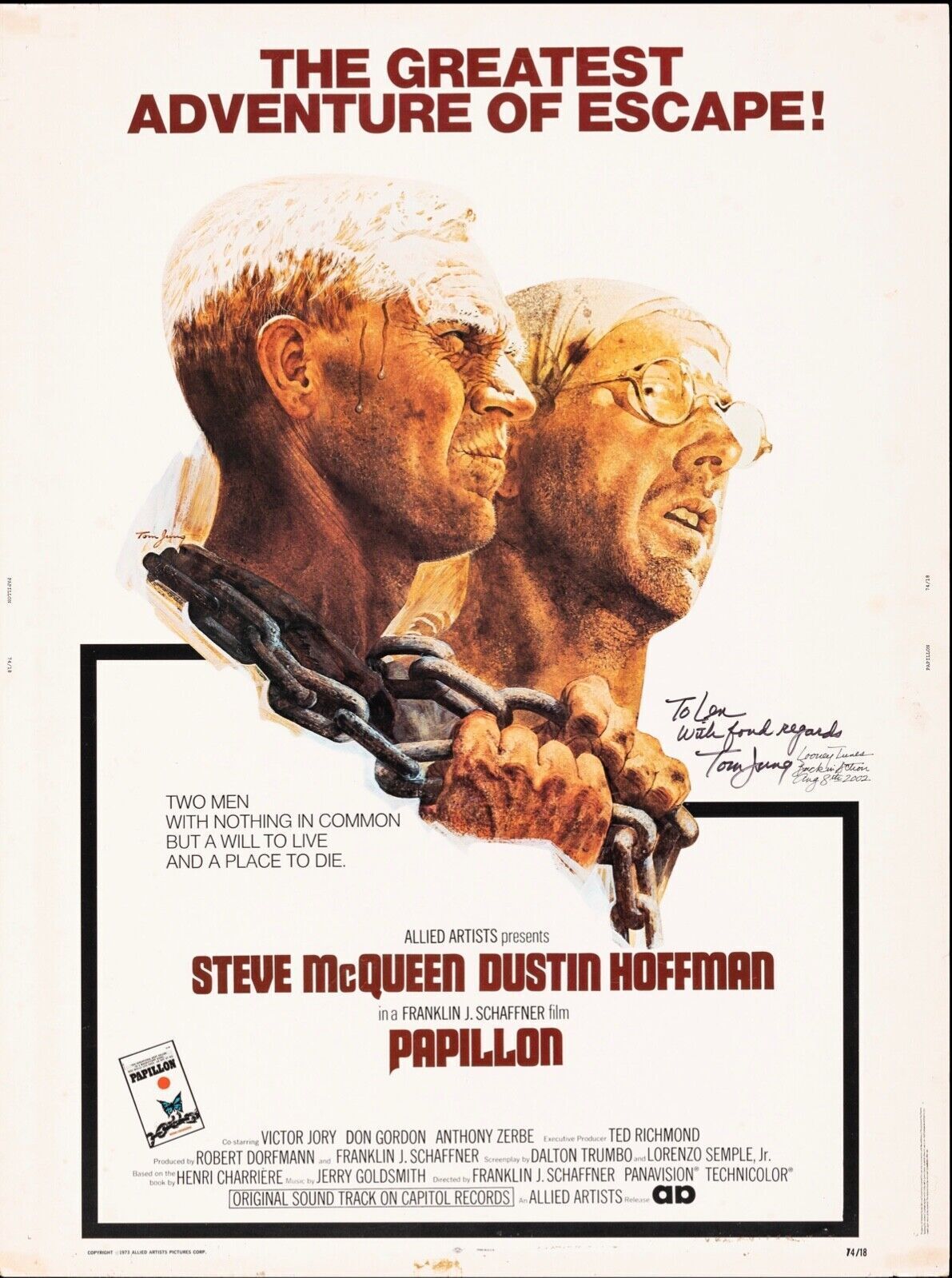 PAPILLON, STEVE MCQUEEN, 1973, REPRO AFFICHE CINEMA VINTAGE HQ