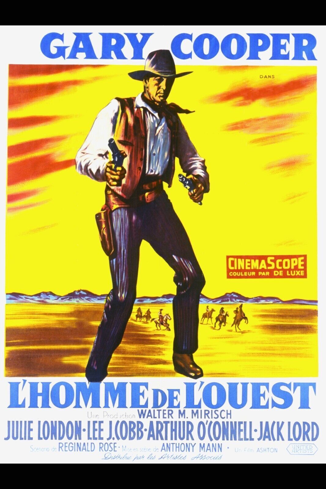 EL HOMBRE DEL OESTE, GARY COOPER, 1958, REPRODUCCIÓN DE CARTEL DE PELÍCULA, VINTAGE, SEGUNDA CALIDAD