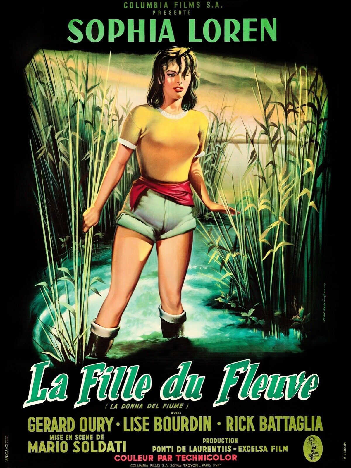 LA FILLE DU FLEUVE, SOPHIA LOREN, 1955, Repro affiche cinéma, VINTAGE, HQ