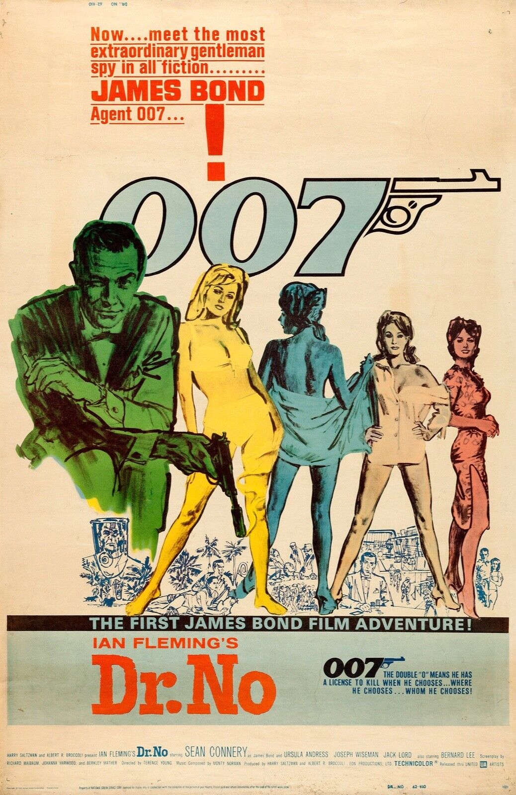 DR. NO, SEAN CONNERY, 1962, REPRO MOVIE POSTER, VINTAGE, HQ