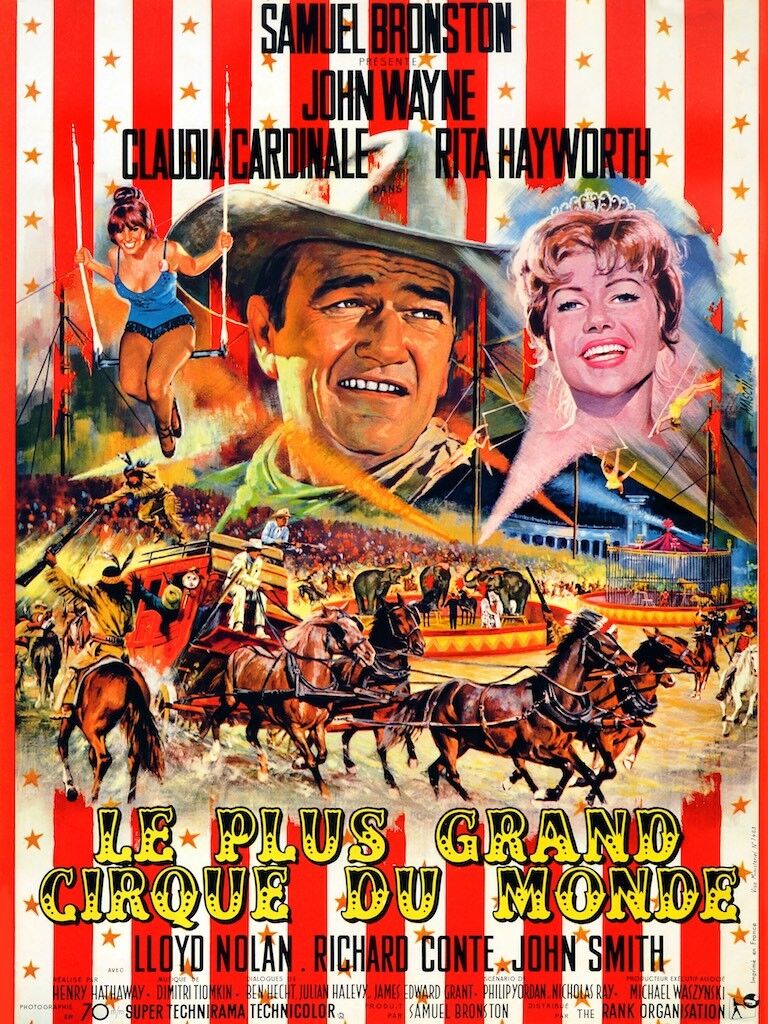 LE PLUS GRAND CIRQUE DU MONDE, JOHN WAYNE, 1964, Repro affiche cinéma, VINTAGE, HQ
