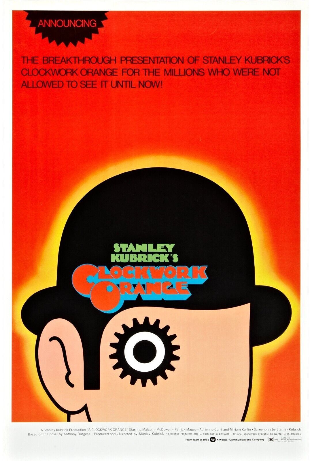 CLOCKWORK ORANGE - STANLEY KUBRICK REPRO VINTAGE CINEMA POSTER