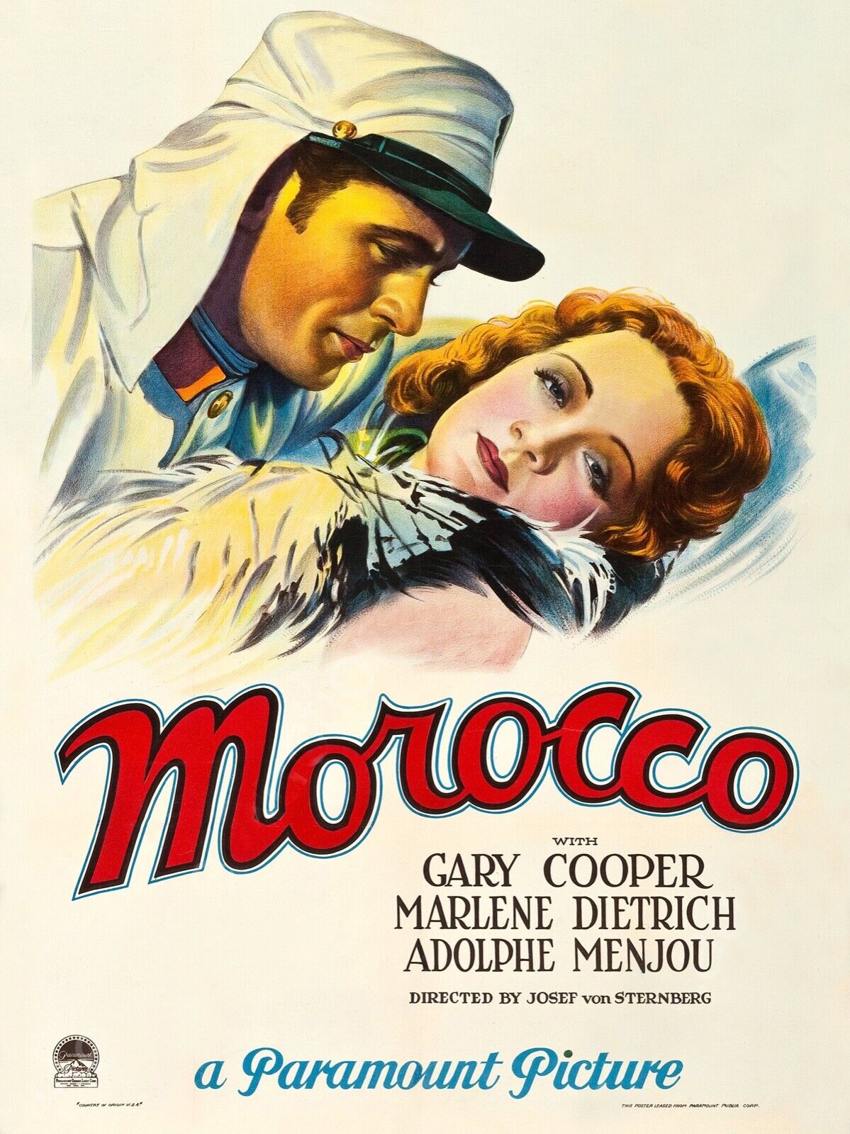 MOROCCO, GARY COOPER, MARLENE DIETRICH, 1930, REPRO VINTAGE CINEMA POSTER, HQ