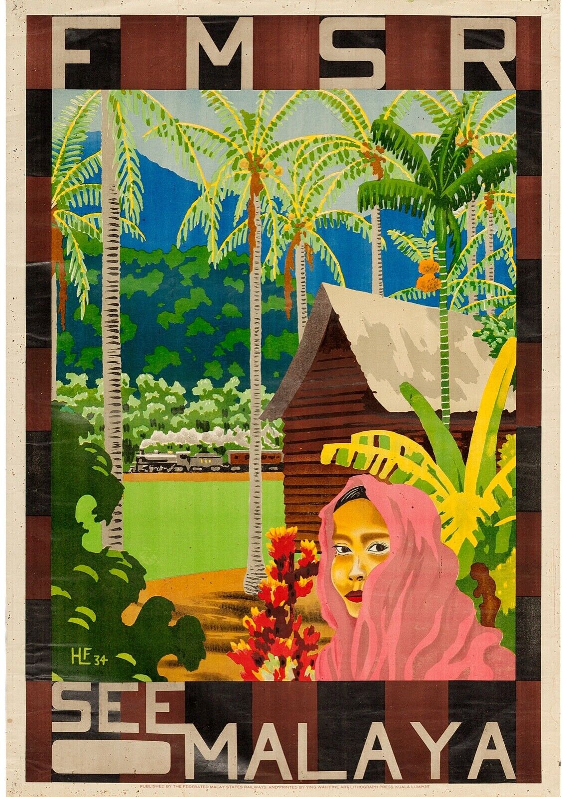 MALAISIE, MALAYA, REPRO AFFICHE VINTAGE VOYAGE, HQ