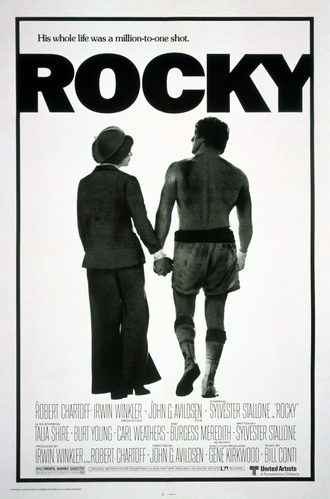 ROCKY, SYLVESTER STALLONE, 1976, REPRO AFFICHE CINEMA VINTAGE, HQ