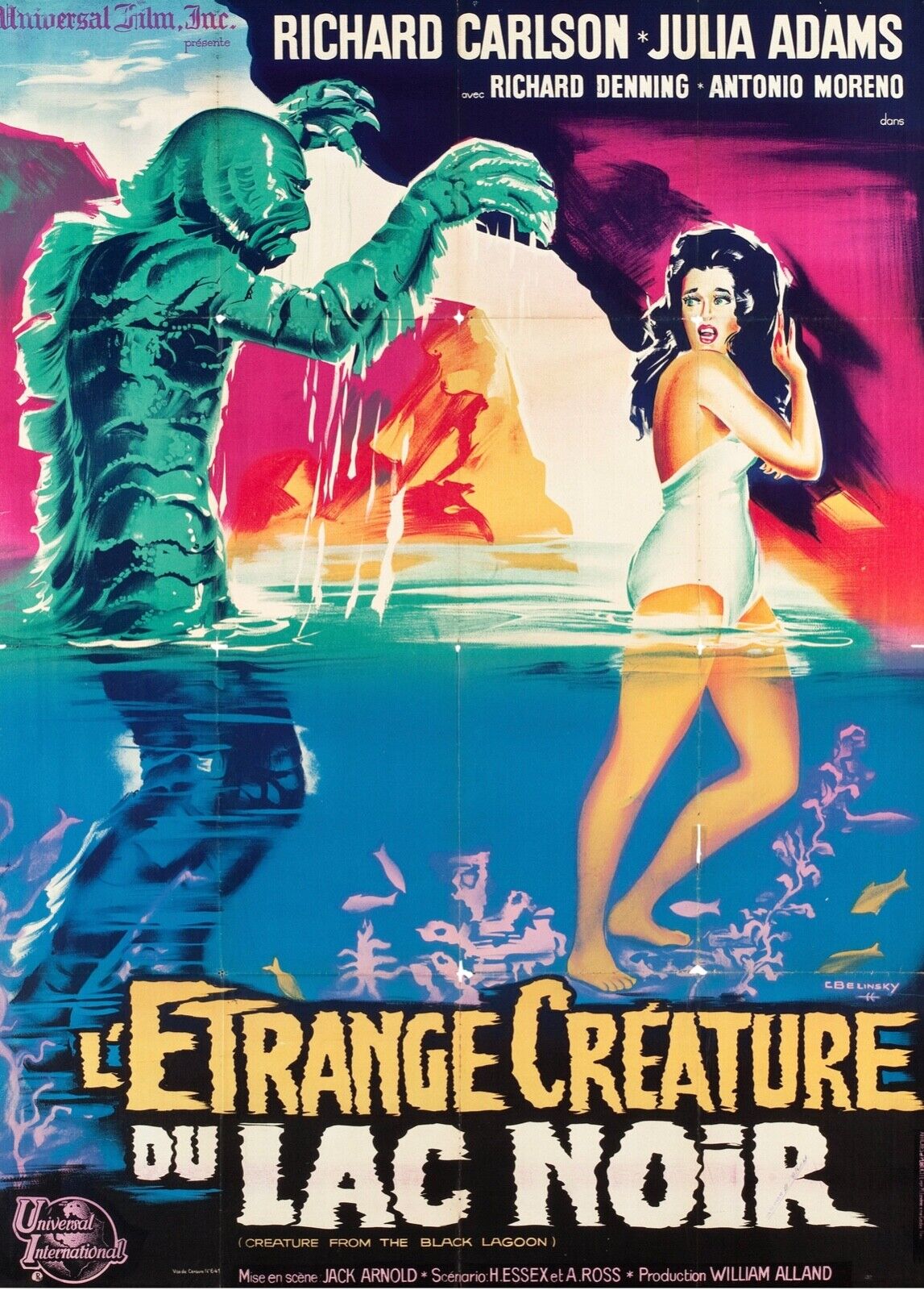 L’ÉTRANGE CRÉATURE DU LAC NOIR, 1954, REPRO AFFICHE CINÉMA VINTAGE, HQ