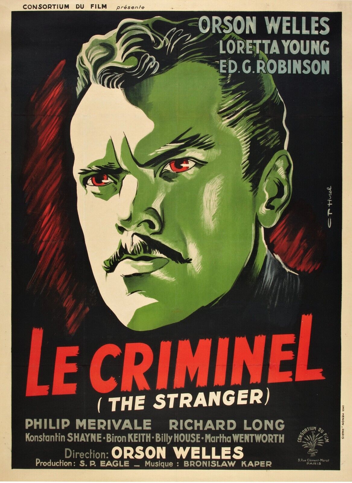 THE CRIMINAL, ORSON WELLES, 1946, REPRO VINTAGE CINEMA POSTER, HQ