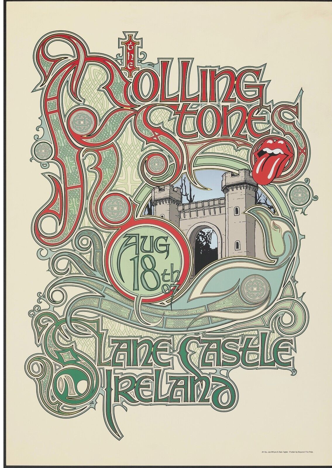THE ROLLING STONES, SLANE CASTLE IRELAND, REPRO VINTAGE ROCK POSTER, HQ