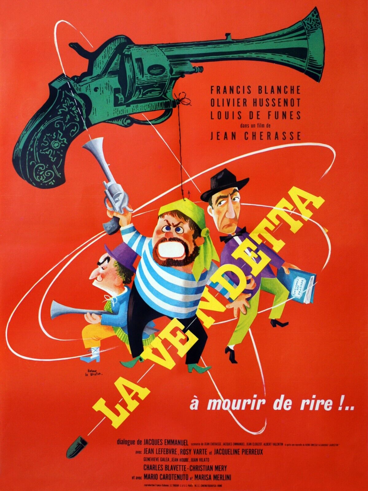 LA VENDETTA TO DIE OF LAUGHTER!, FRANCIS BLANCHE, LOUIS DE FUNÈS, REPRO VINTAGE CINEMA POSTER, HQ