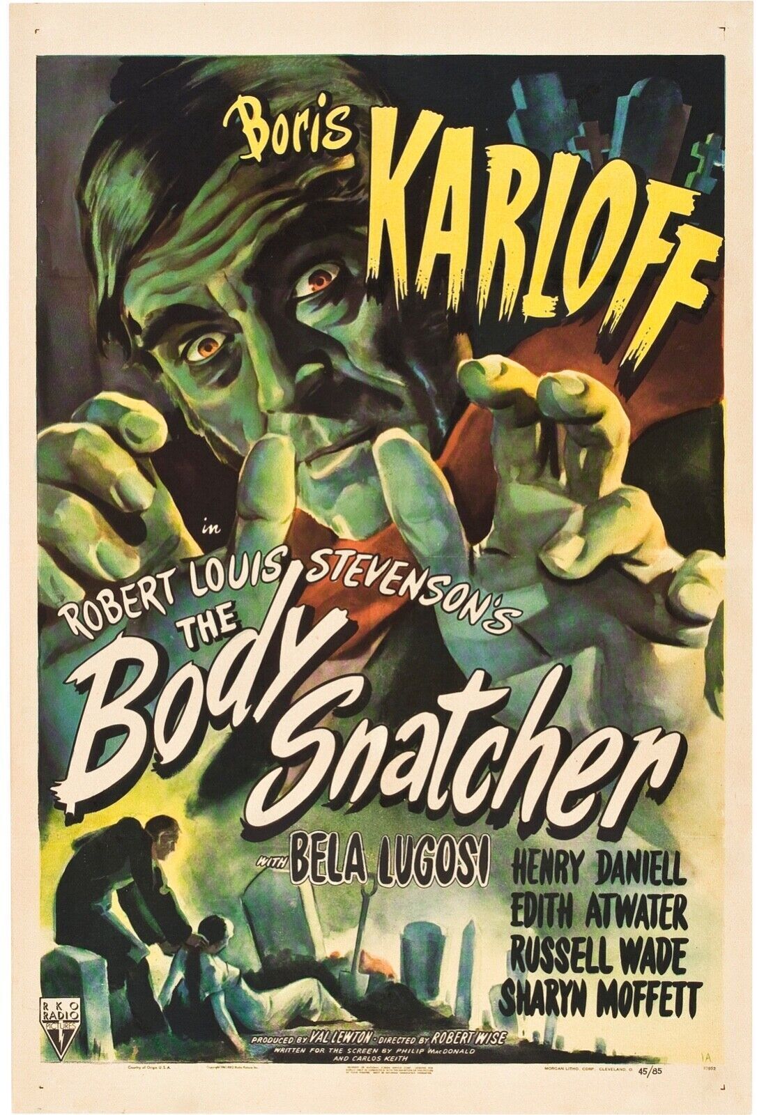 THE BODY SNATCHER, BORIS KARLOFF, 1945, REPRO AFFICHE CINÉMA VINTAGE, HQ