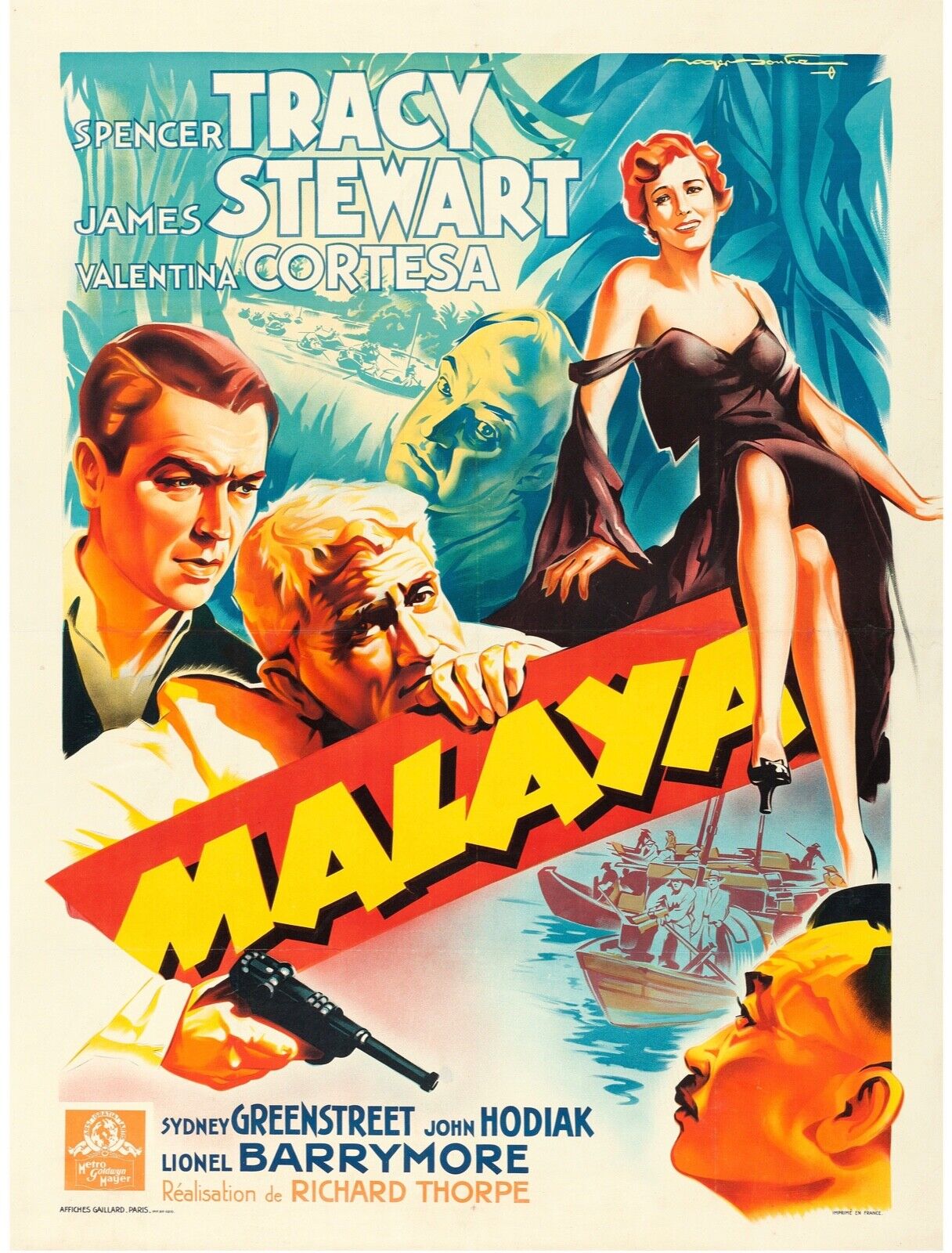 MALAYA, JAMES STEWART, 1949, REPRO AFFICHE DE CINEMA VINTAGE HQ
