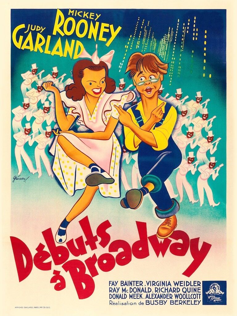 DÉBUTS À BROADWAY, JUDY GARLAND, MICKEY ROONEY, 1939, REPRO MOVIE POSTER, VINTAGE, HQ,