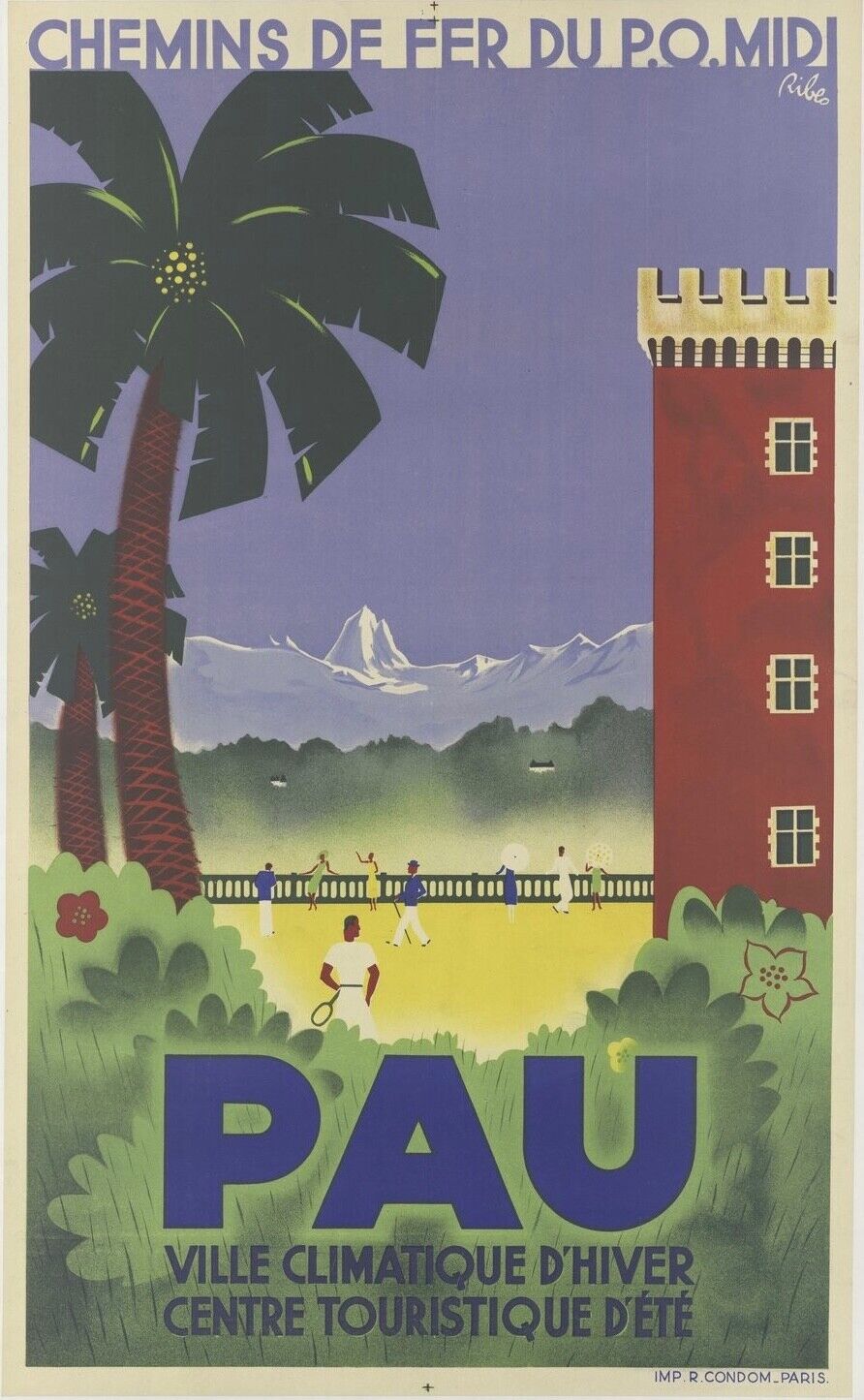 PAU, FRANCE REPRO TRAVEL POSTER, TOURISM, VINTAGE, HQ