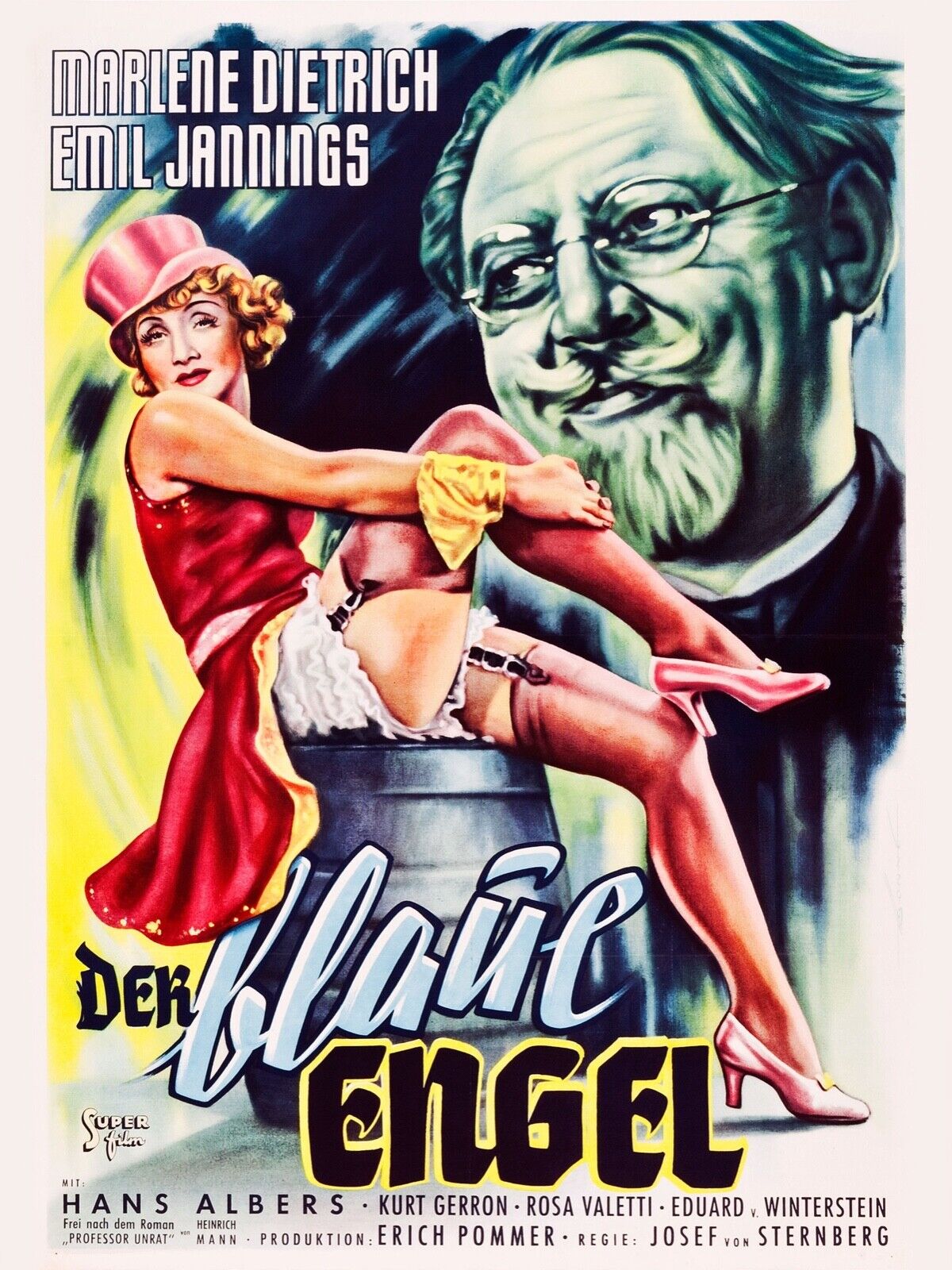 EL ÁNGEL AZUL, MARLENE DIETRICH, 1930, REPRODUCCIÓN DE CARTEL DE PELÍCULA, VINTAGE, HQ