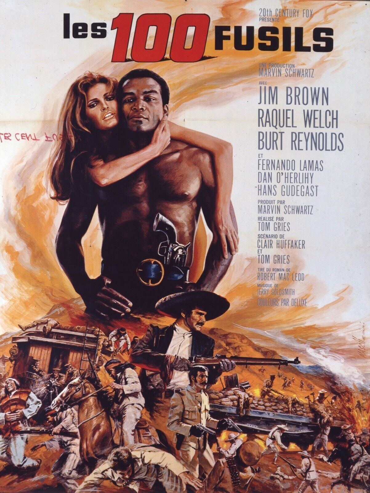 LOS 100 RIFLES, JIM BROWN, 1969, REPRODUCCIÓN DE CARTEL DE CINE VINTAGE, HQ