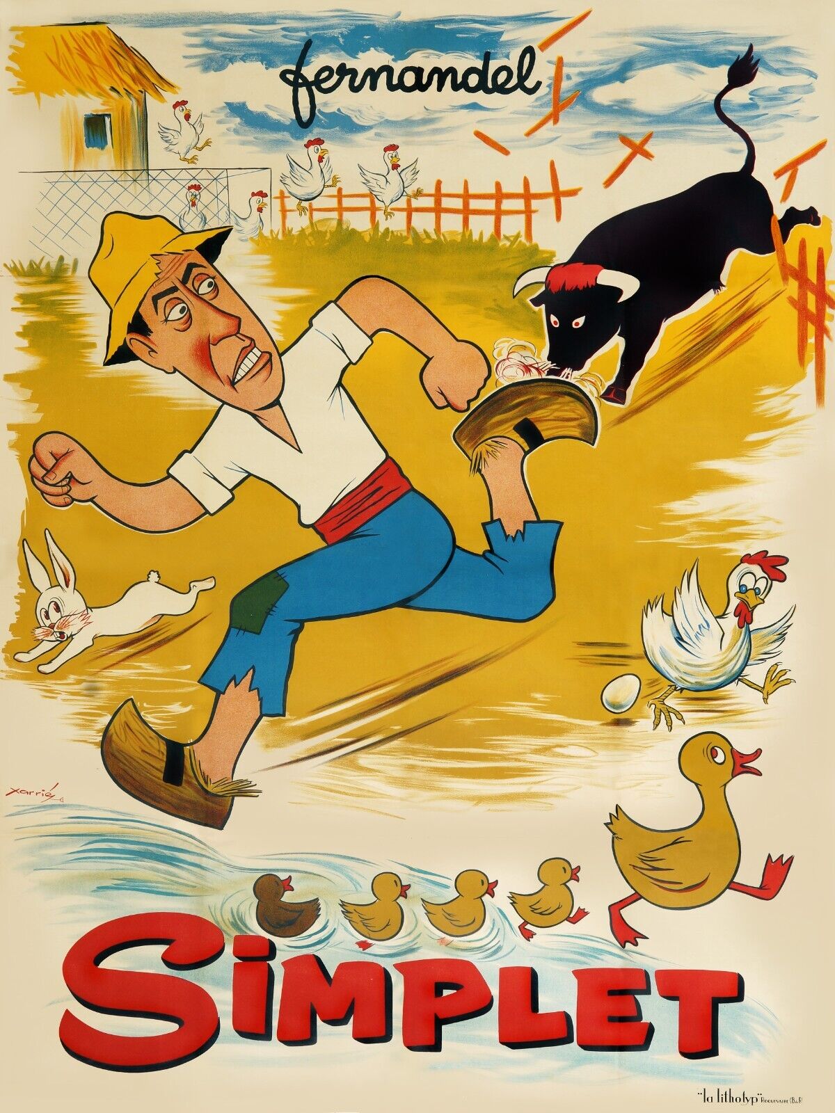 SIMPLET, FERNANDEL, 1942, REPRO VINTAGE CINEMA POSTER, HQ.