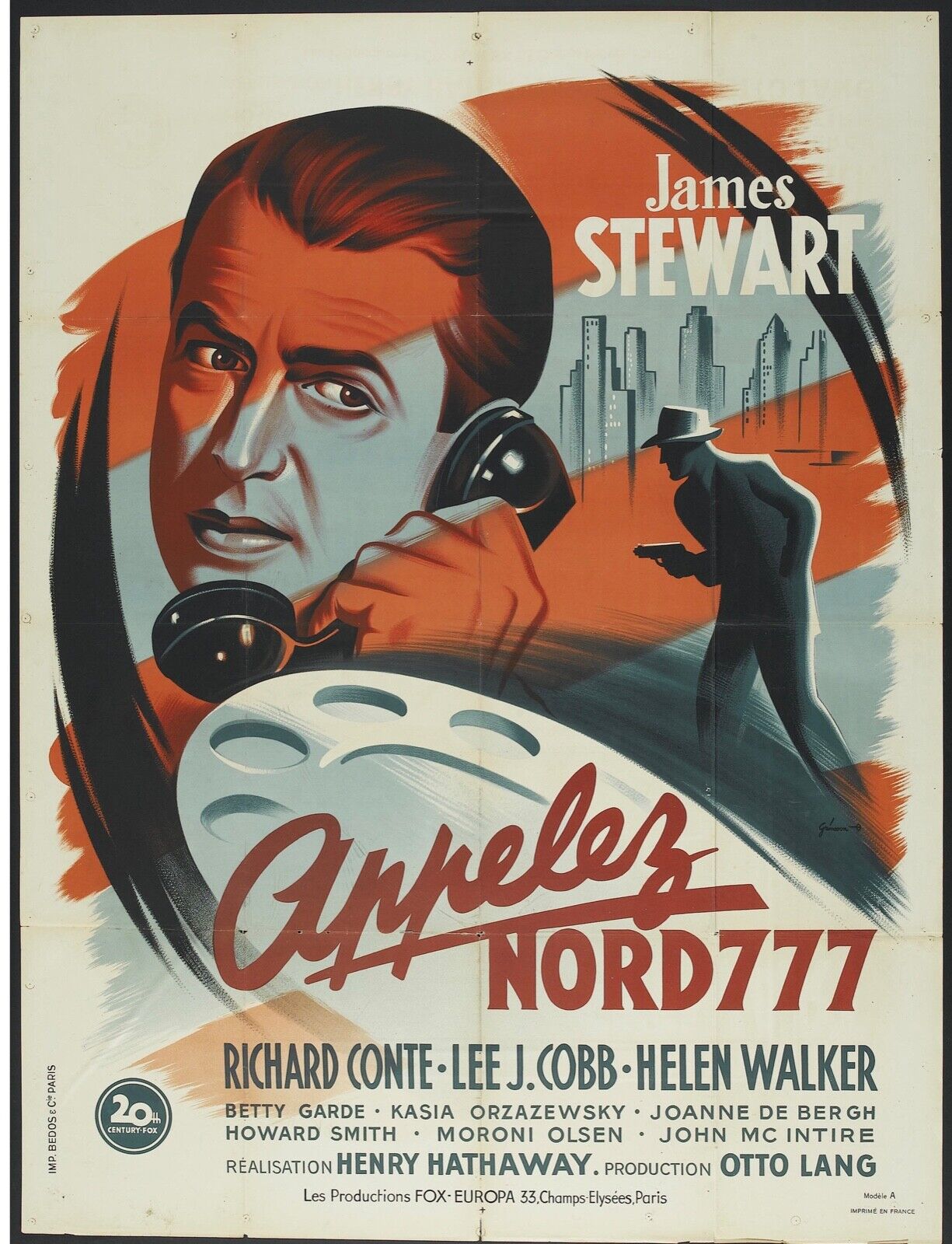 APPELEZ NORD 777, JAMES STEWART, 1948, REPRO MOVIE POSTER, VINTAGE, HQ