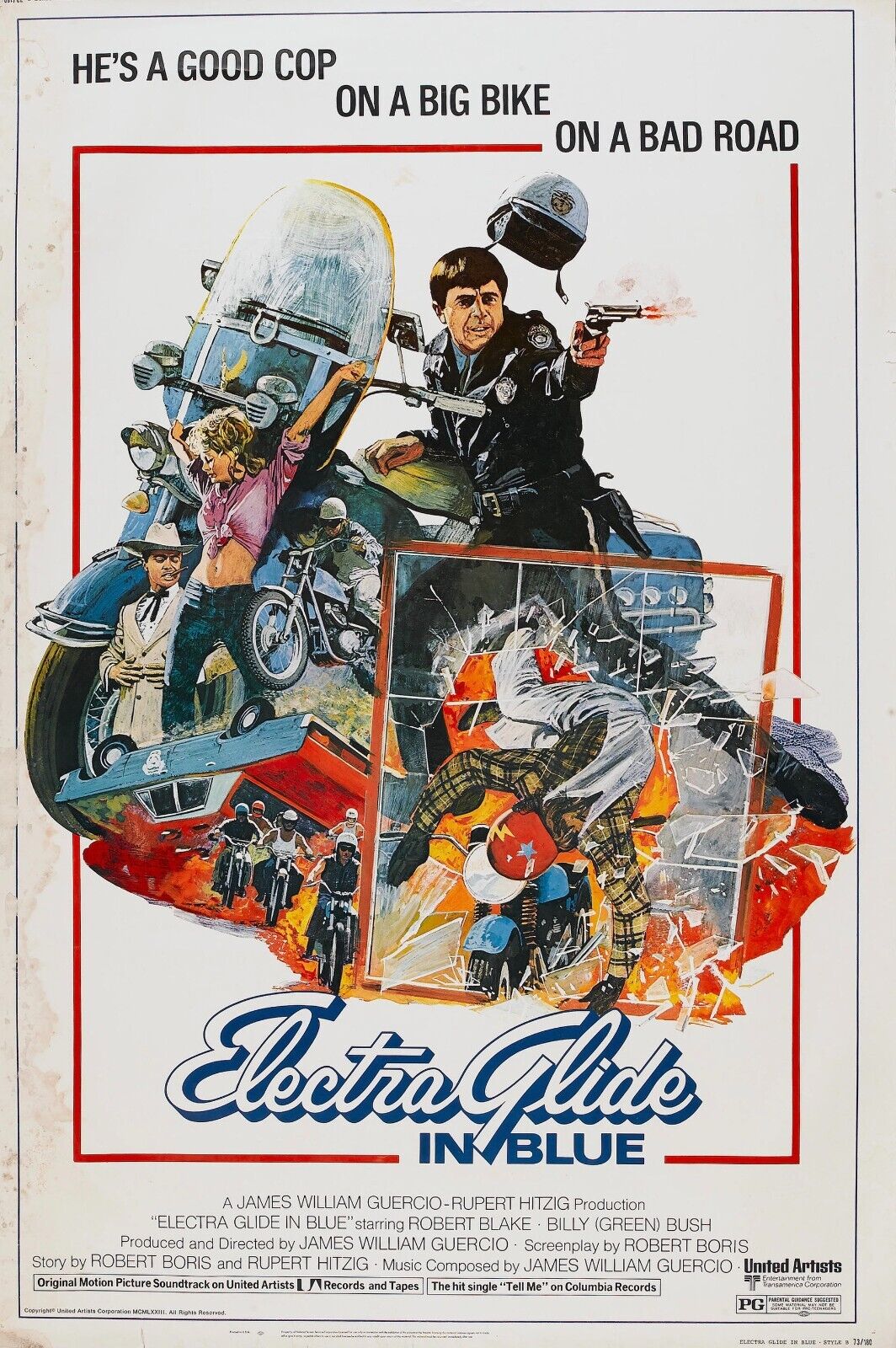 ELECTRA GLIDE IN BLUE, ROBERT BLAKE REPRO AFFICHE DE CINEMA VINTAGE
