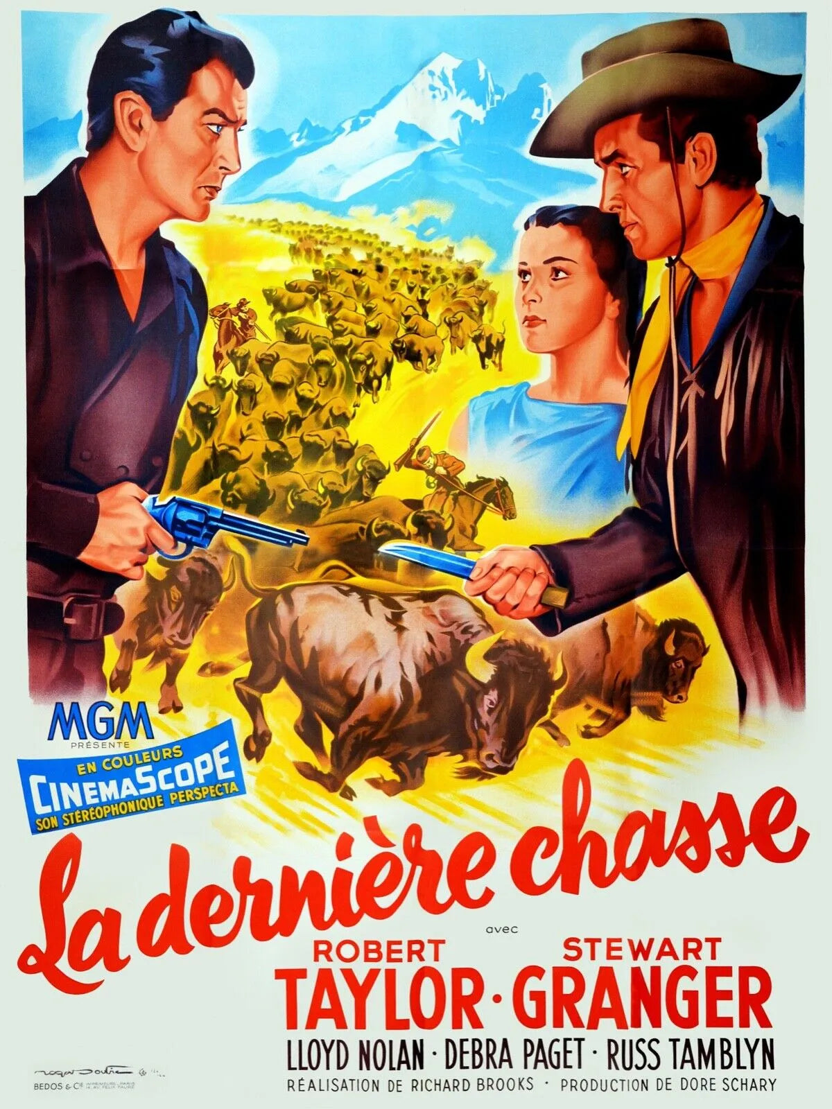 LA ÚLTIMA CAZA, 1956, PÓSTER DE PELÍCULA VINTAGE DE ROBERT TAYLOR HQ