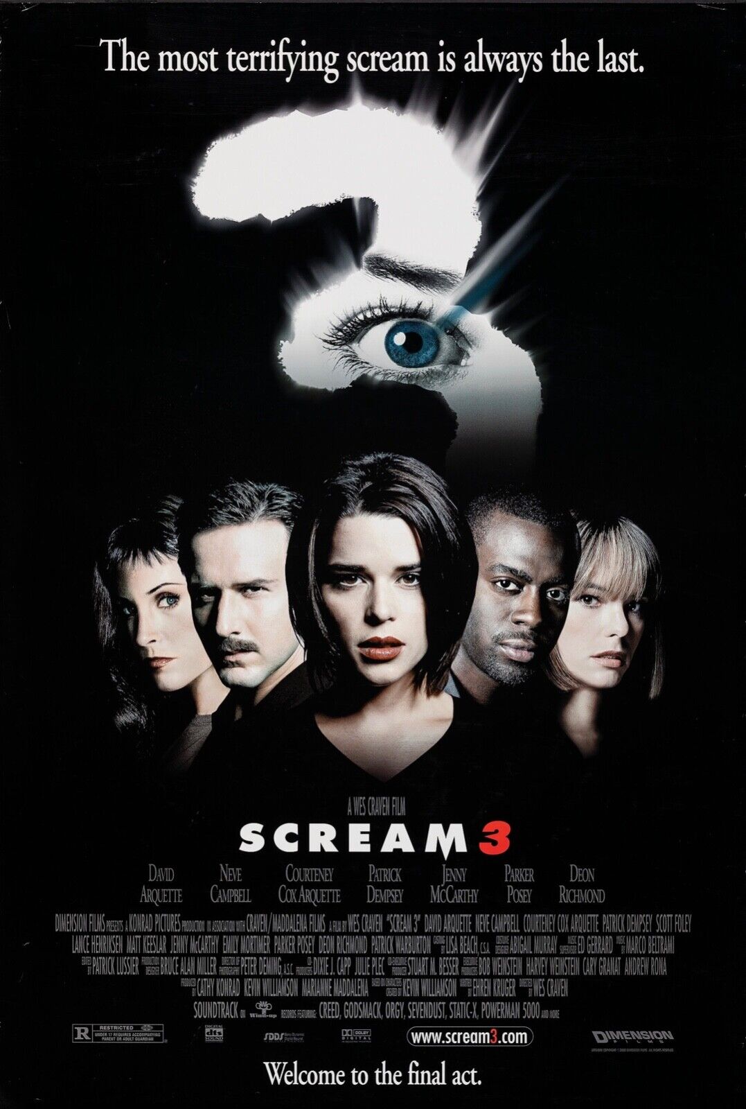 SCREAM 3, HORROR, WES CRAVEN, 2000 cinema poster reproduction, HQ